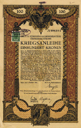 Osterreichische Kriegsanleihe Historische Alte Aktien Und Wertpapier