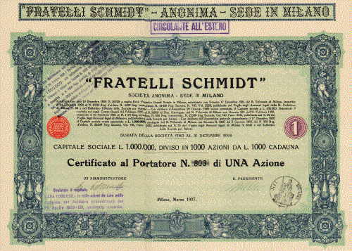 Fratelli Schmidt S.A. Sede in Milano